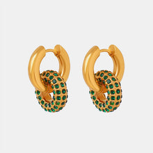 Load image into Gallery viewer, Titanium Steel Inlaid Zircon Double-Hoop Earrings