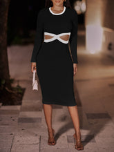 Load image into Gallery viewer, Contrast Cutout Ribbed Bodycon Dress