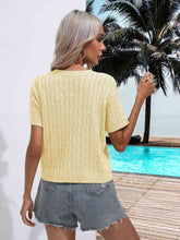 Load image into Gallery viewer, Cable-Knit Round Neck Short Sleeve Knit Top
