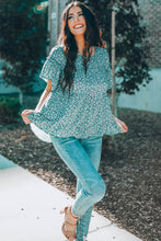 Load image into Gallery viewer, Floral Flare Sleeve Ruffle Hem Top