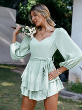 Load image into Gallery viewer, Tie-Waist Balloon Sleeve Layered Romper