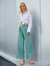 Load image into Gallery viewer, Side Button Wide Leg Pants with Pockets