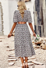 Load image into Gallery viewer, Floral Cutout Puff Sleeve Midi Dress