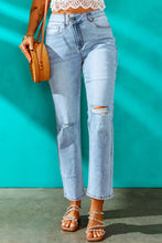 Load image into Gallery viewer, High Waist Distressed Straight Leg Jeans
