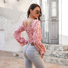 Load image into Gallery viewer, Floral Bubble Sleeve Smocked Top