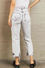 Load image into Gallery viewer, BAYEAS Acid Wash Accent Cropped Mom Jeans