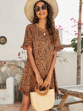 Load image into Gallery viewer, Printed Flounce Sleeve Ruffle Hem Dress