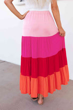 Load image into Gallery viewer, Color Block Tiered Maxi Skirt