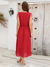 Load image into Gallery viewer, Pleated V-Neck Sleeveless Midi Dress