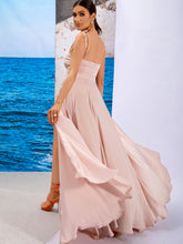 Load image into Gallery viewer, Tie-Shoulder Split Zip-Back Dress