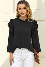 Load image into Gallery viewer, Ruffled Round Neck Long Sleeve Blouse