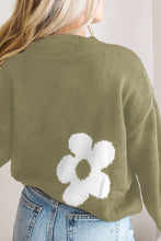Load image into Gallery viewer, Round Neck Floral Pattern Color Contrast Design Long Sleeve Sweater