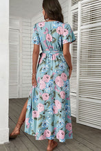 Load image into Gallery viewer, Floral Tie-Waist Slit Surplice Maxi Dress