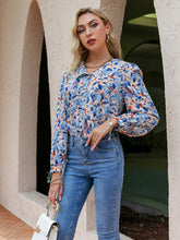 Load image into Gallery viewer, Floral Button Front Lace Trim Blouse