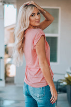 Load image into Gallery viewer, Women Buttoned Roll-Tab Sleeve Tee Shirt