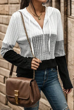 Load image into Gallery viewer, Drawstring Color Block Half Zip Hoodie