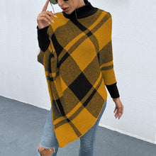 Load image into Gallery viewer, Plaid Turtleneck Poncho