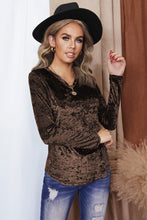 Load image into Gallery viewer, V-Neck Curved Hem Crushed Velvet Tee