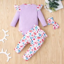 Load image into Gallery viewer, Baby Girl Bodysuit and Floral Paperbag Pants Set with Bow