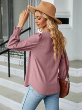 Load image into Gallery viewer, Ruched Square Neck Lantern Sleeve Blouse