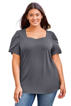Load image into Gallery viewer, Plus Size Square Neck Puff Sleeve Tee