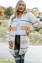 Load image into Gallery viewer, Plus Size Striped Open Front Cardigan