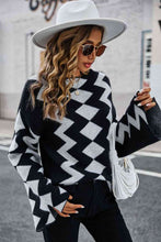 Load image into Gallery viewer, Geometric Slit Flare Sleeve Round Neck Sweater
