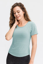 Load image into Gallery viewer, Breathable Cutout Curved Hem Tee Shirt