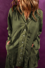 Load image into Gallery viewer, Button Up Collared Neck Long Sleeve Shirt Dress