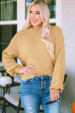 Load image into Gallery viewer, Round Neck Dropped Shoulder Waffle-Knit Sweater