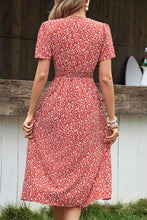 Load image into Gallery viewer, Ditsy Floral Button Front Tied Puff Sleeve Dress