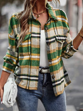 Load image into Gallery viewer, Plaid Button Front Brushed Shacket with Breast Pockets