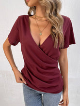 Load image into Gallery viewer, Button Detail Surplice Short Sleeve Tee