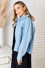 Load image into Gallery viewer, Double Take Dropped Shoulder Raw Hem Denim Jacket
