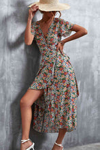 Load image into Gallery viewer, Floral Surplice Neck Tied Midi Dress
