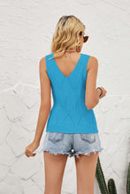 Load image into Gallery viewer, Eyelet V-Neck Sleeveless Knit Top