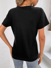 Load image into Gallery viewer, Button Detail Surplice Short Sleeve Tee