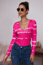 Load image into Gallery viewer, Tie-Dye Plunge Long Sleeve Top