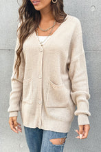 Load image into Gallery viewer, Button Front Drop Shoulder Waffle Cardigan