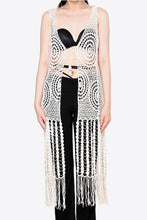 Load image into Gallery viewer, Tie Front Fringe Hem Sleeveless Cover Up