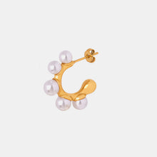 Load image into Gallery viewer, Synthetic Pearl 18K Gold-Plated Earrings