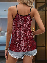 Load image into Gallery viewer, Sequin V-Neck Spaghetti Strap Cami