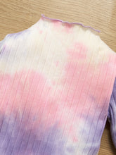 Load image into Gallery viewer, Baby Girl Tie-Dye Ribbed Bell Sleeve Top and Bell Bottoms Set