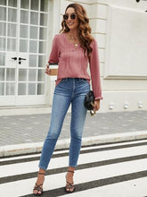 Load image into Gallery viewer, Notched Flounce Sleeve Blouse