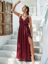 Load image into Gallery viewer, Plus Size Crisscross Side Split Plunge Velvet Maxi Dress
