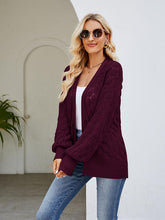 Load image into Gallery viewer, Openwork Open Front Lantern Sleeve Cardigan