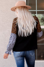 Load image into Gallery viewer, Animal Print Color Block V-Neck Flounce Sleeve Blouse