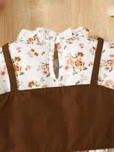 Load image into Gallery viewer, Floral Print Frill Trim Flounce Sleeve Dress