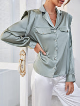 Load image into Gallery viewer, Button Front Shoulder Detail Lapel Collar Shirt