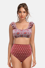 Load image into Gallery viewer, Printed Square Neck Ruffled Bikini Set